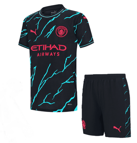 Kids' Manchester City Third Kit 23/24 Full Set Shirt & Shorts