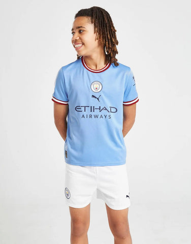 Manchester City FC 2022/23 Home Kit Junior Full Set T-shirt & short - Football DXB