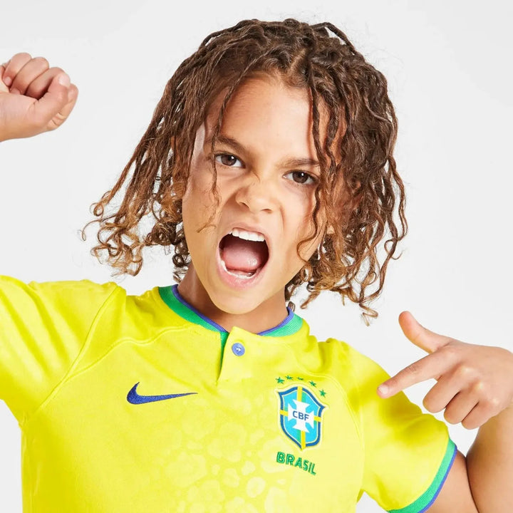 Nike Brazil 2022 Home Kit Children FootballDXB